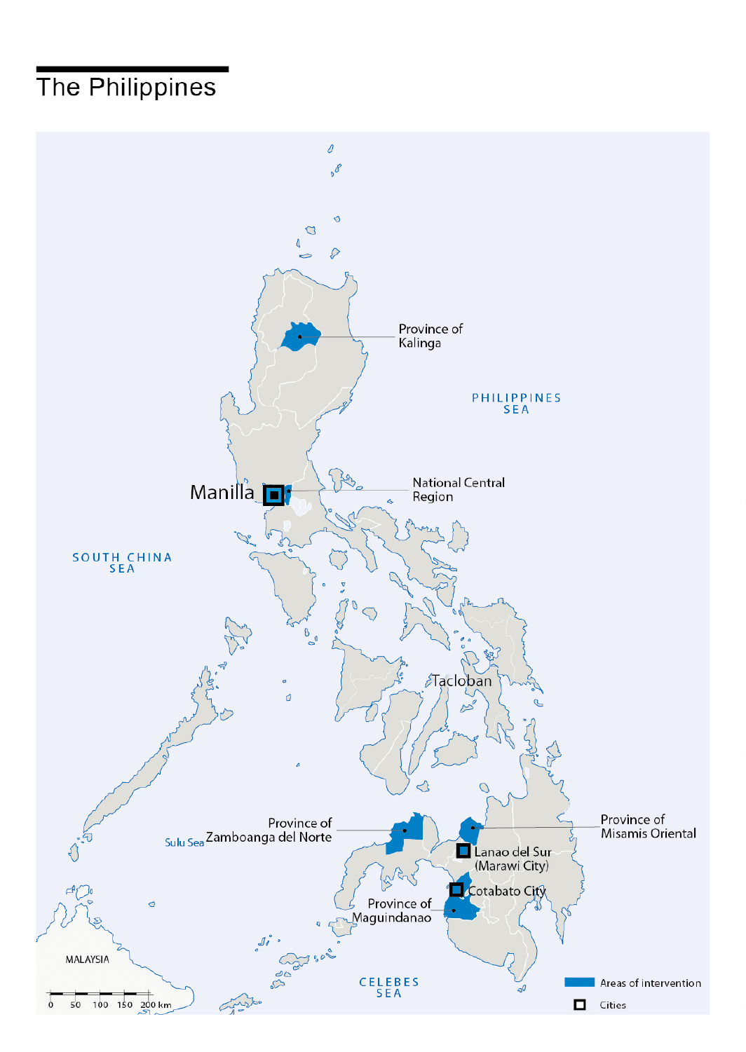 Carte des interventions de HI aux Philippines