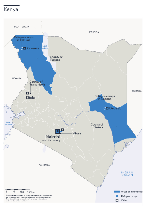 Carte des interventions de HI au Kenya