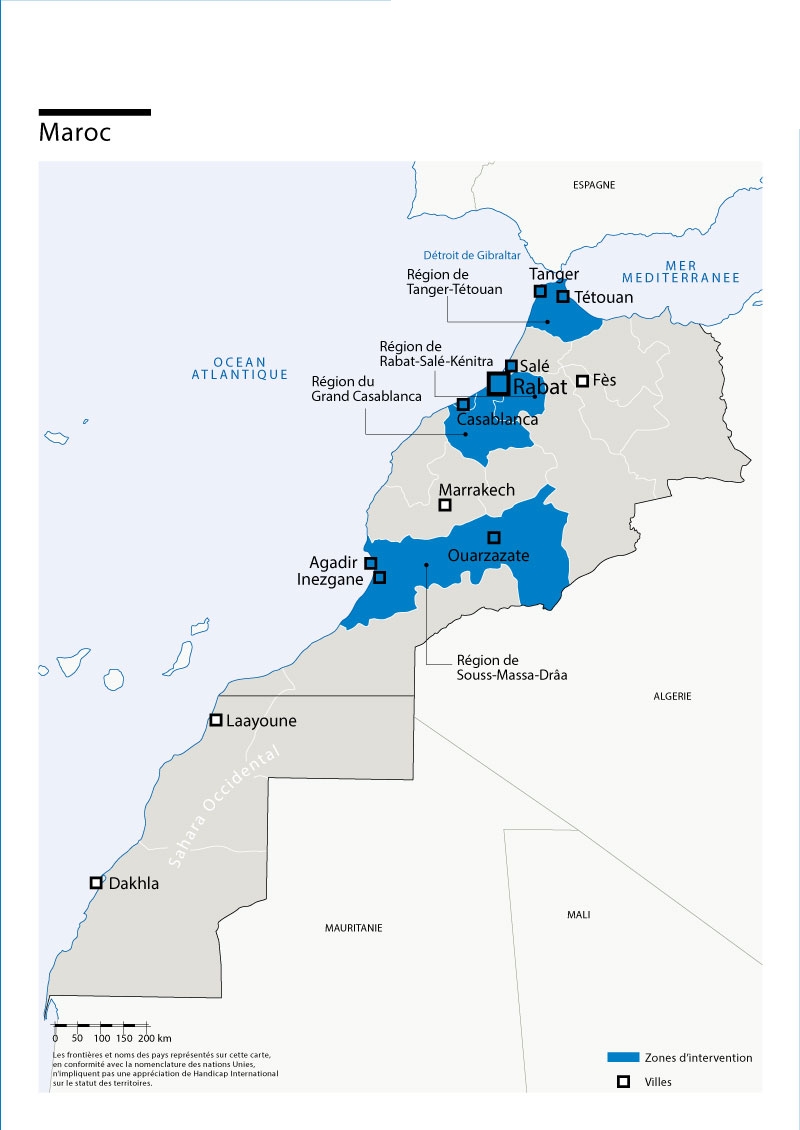Carte des interventions de HI au Maroc