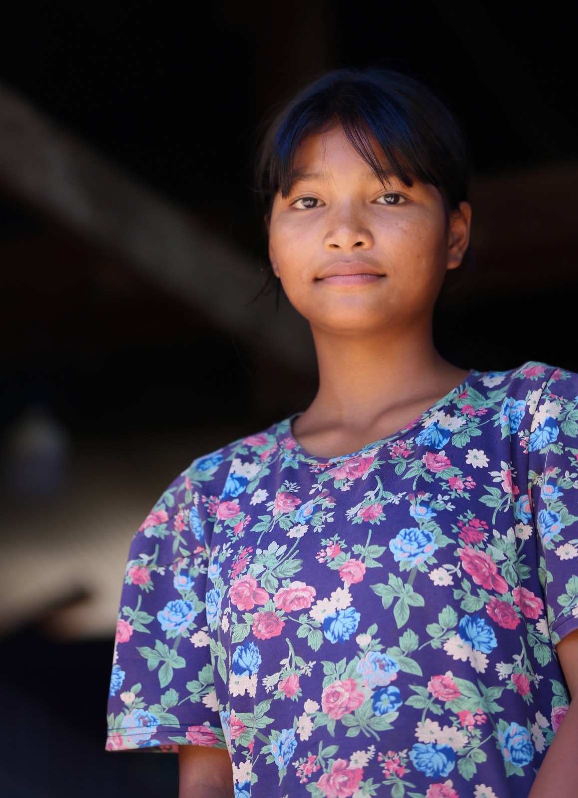 Portrait of Srey Neang, a young Cambodian girl victim of landmine.