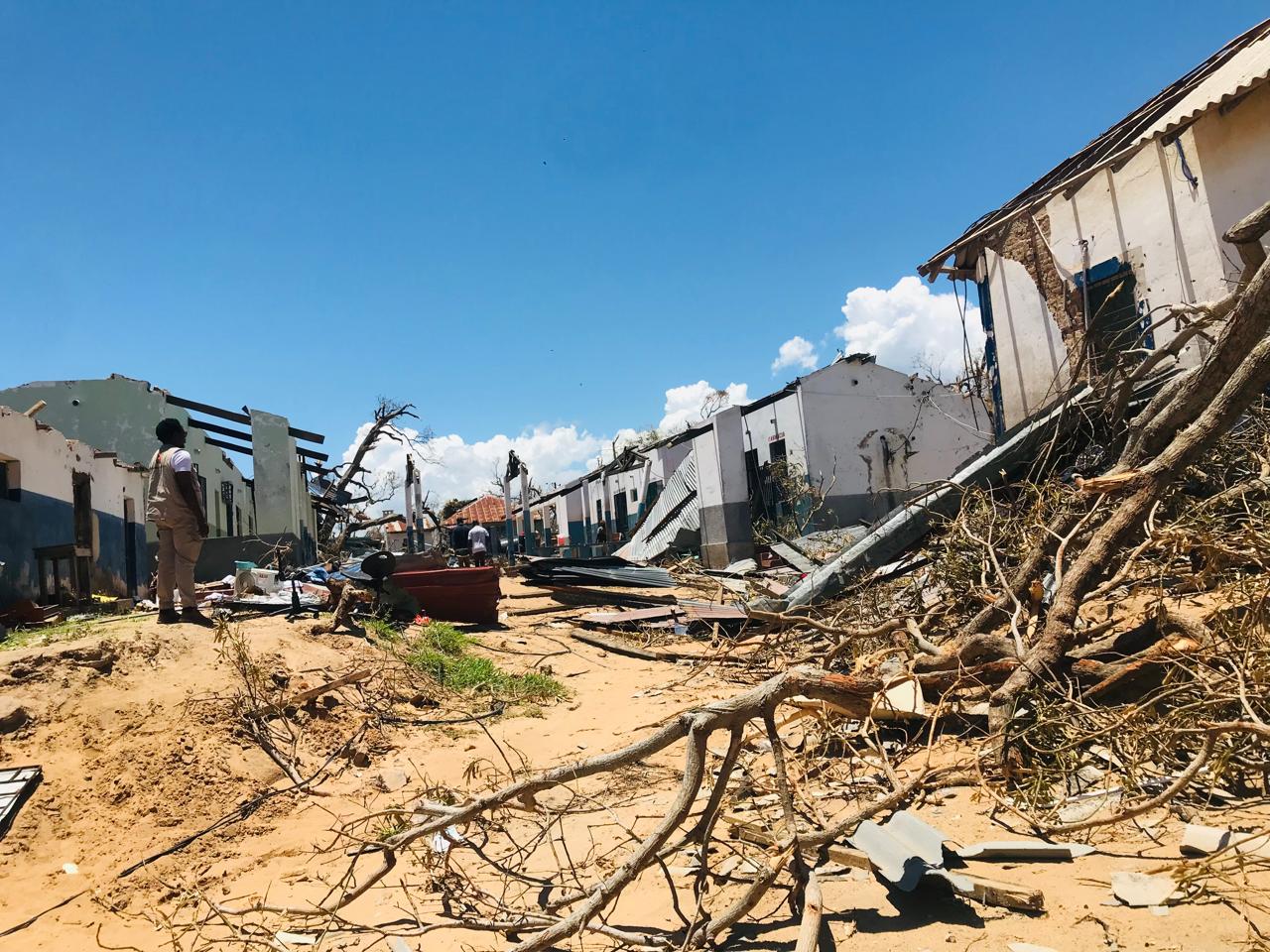 habitations déruites et arbres déracinés 