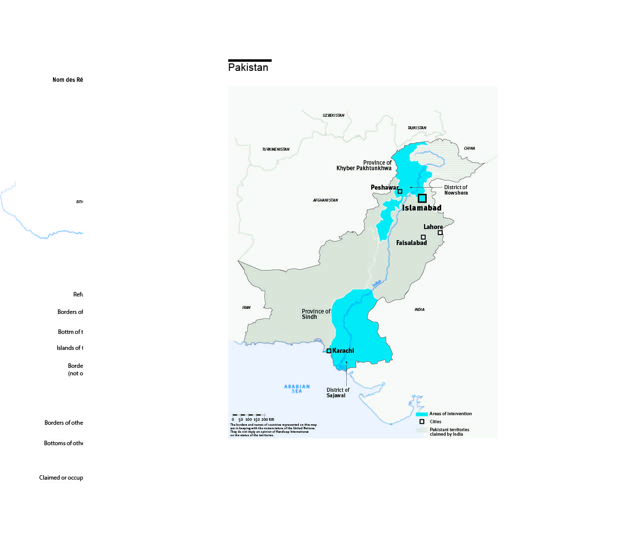 Map of HI's interventions in Afghanistan Pakistan