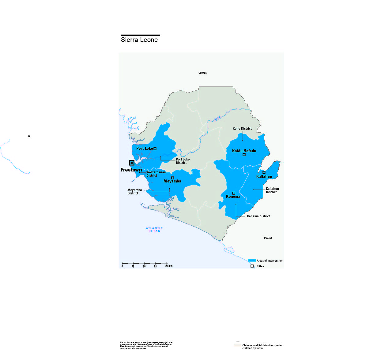 Carte des interventions de HI au Sierra Leone